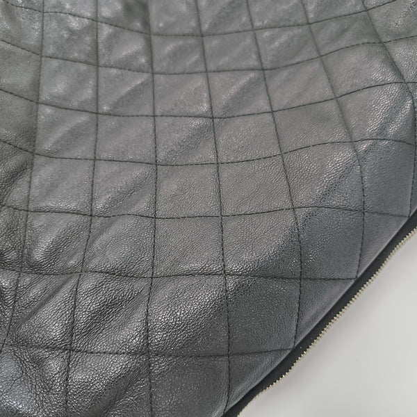 Quilted Calfskin Top Handle Bag Black