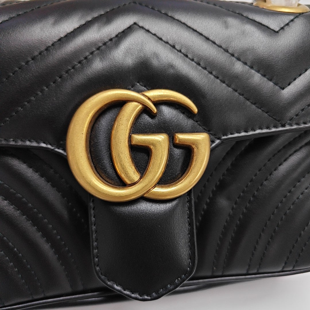 GG Marmont Small Quilted Calfskin Black