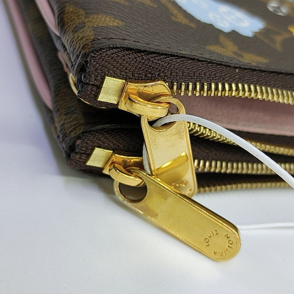 DOUBLE ZIP Monogram Coated Canvas Brown