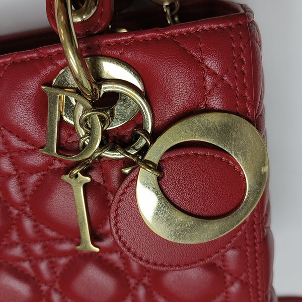 Lady Dior Medium Cannage Lambskin Red