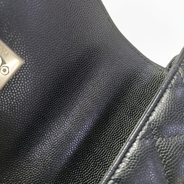 Quilted Grained Calfskin Shoulder Bag Black