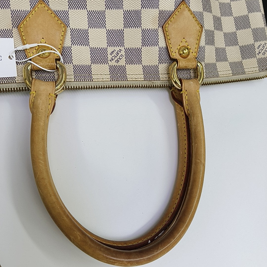 SALEYA PM Damier Azur Coated Canvas White