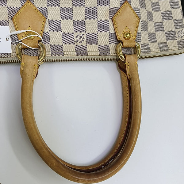 SALEYA PM Damier Azur Coated Canvas White