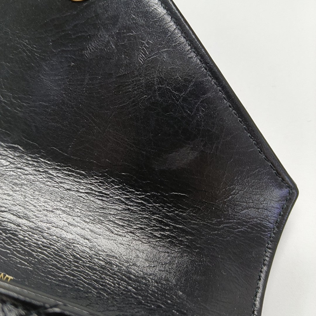 ENVELOPE Small Chevron Calfskin Black