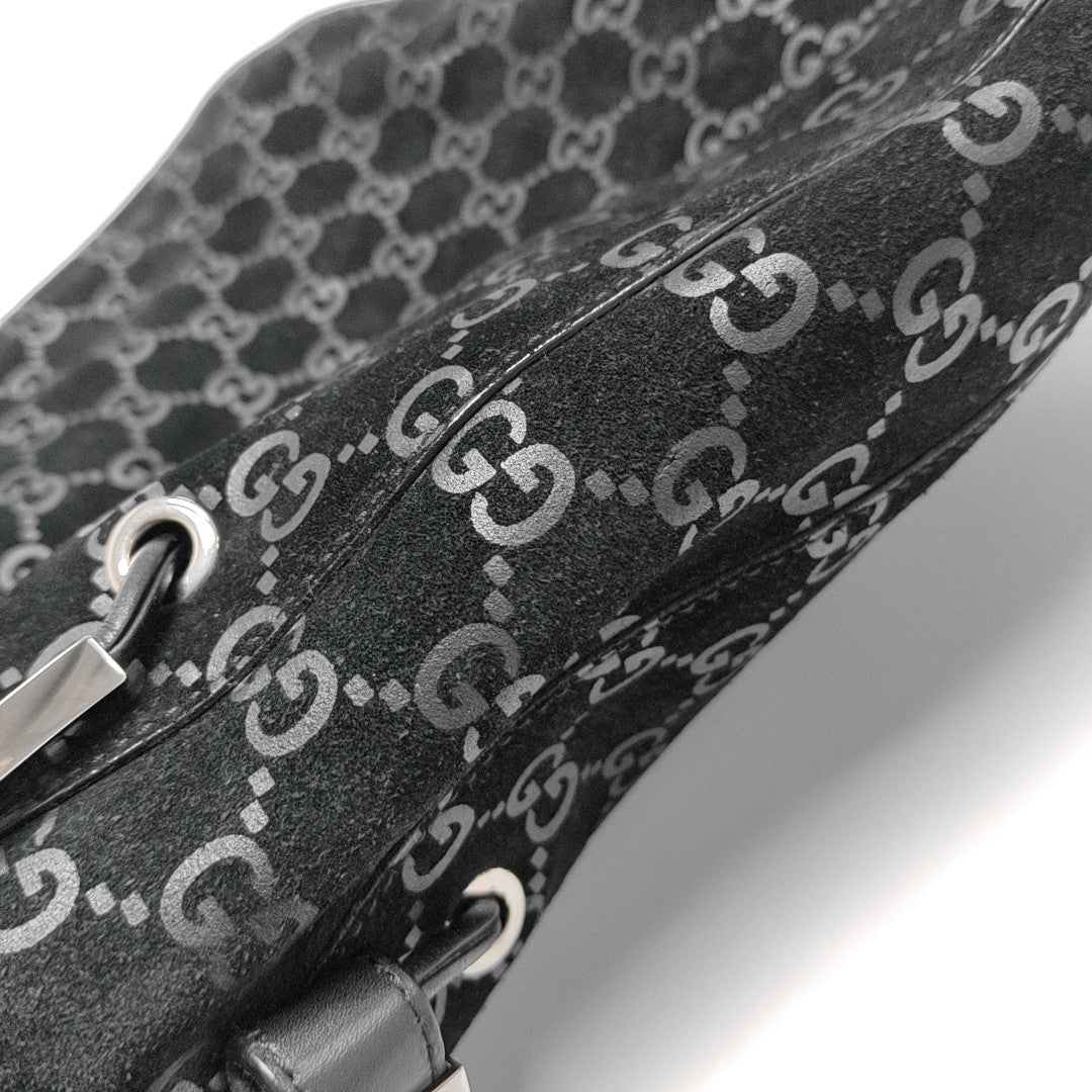 Monogram Suede Top Handle Bag Black