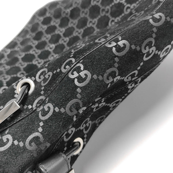 Monogram Suede Top Handle Bag Black