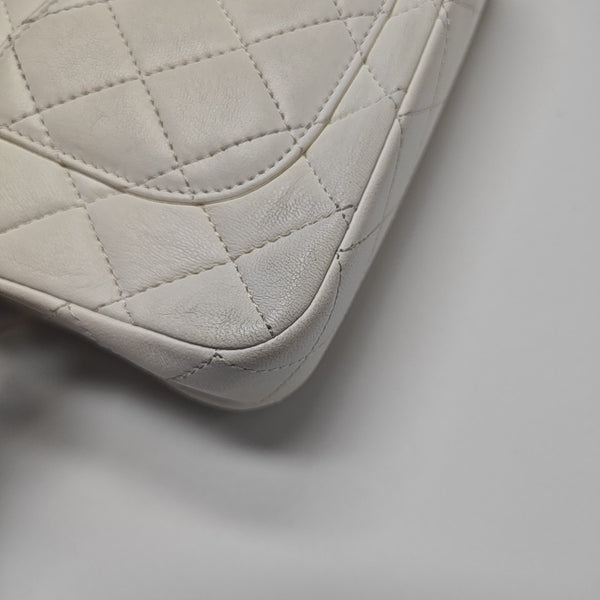 Quilted Lambskin Shoulder Bag White
