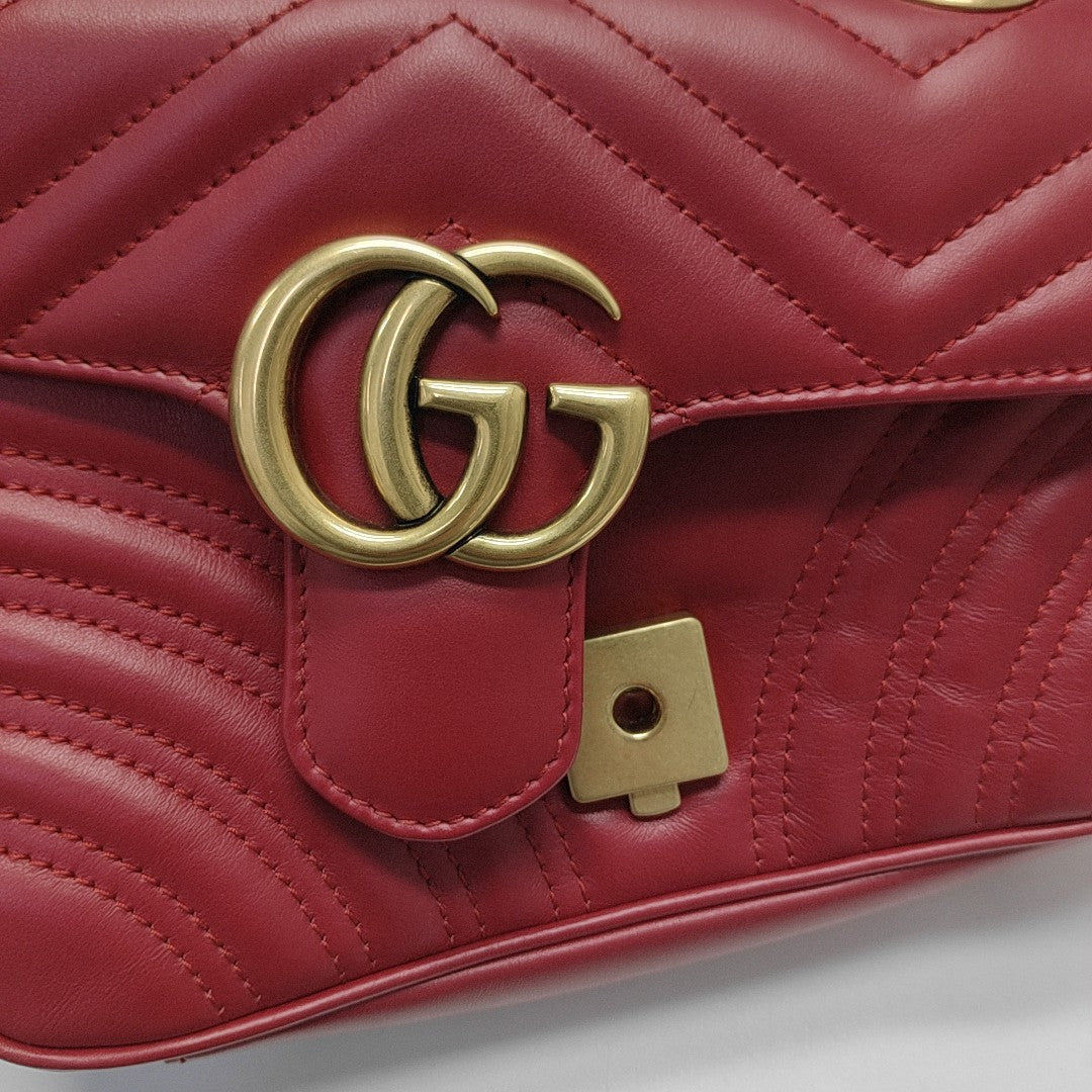 GG Marmont Small Quilted Calfskin Red