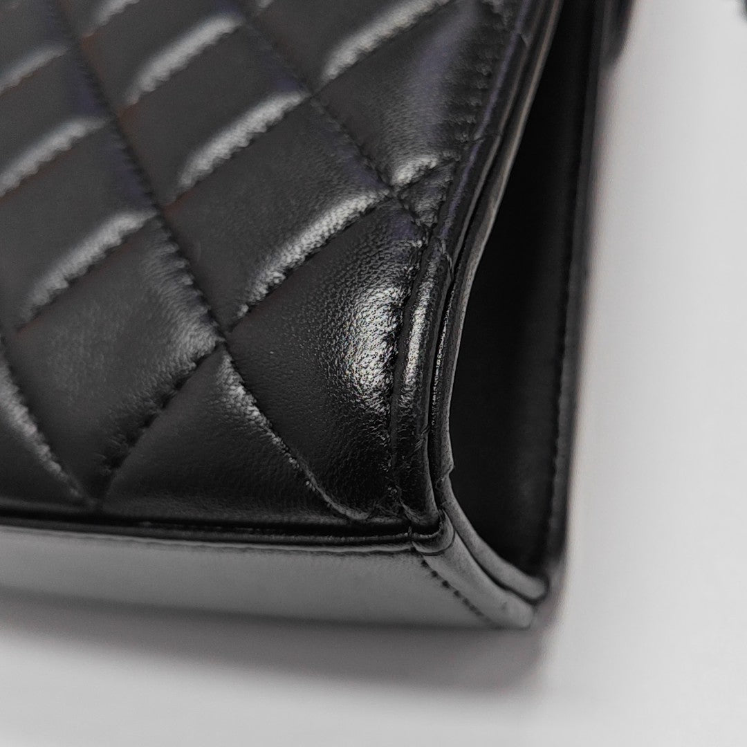 Quilted Lambskin Shoulder Bag Black