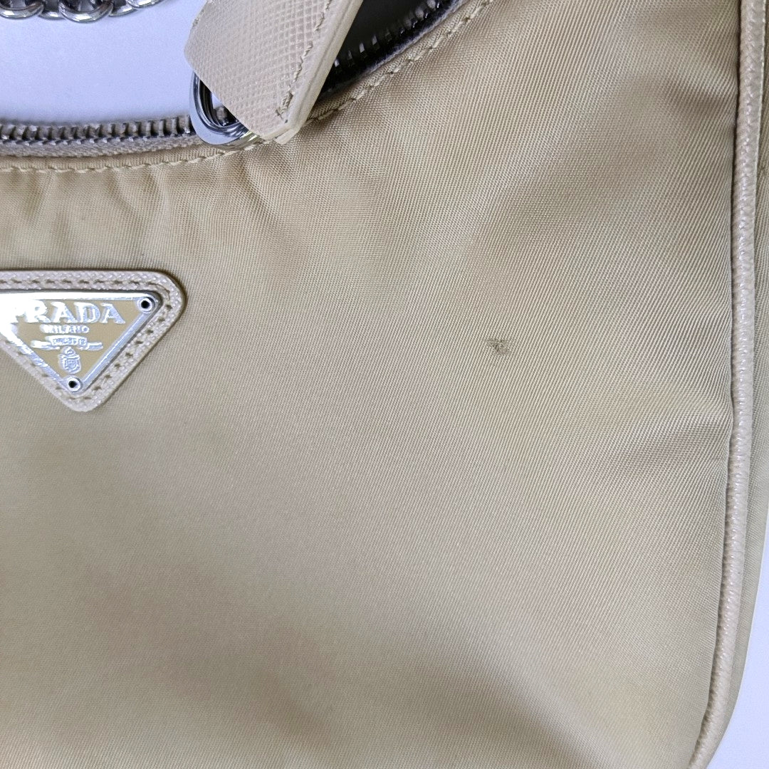 Authenticated pre-owned  Re-Edition2005 Nylon Beige - Crossbody Bag at Looply