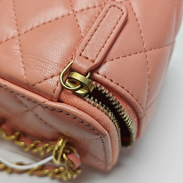 VANITY CASE Mini Quilted Lambskin Pink