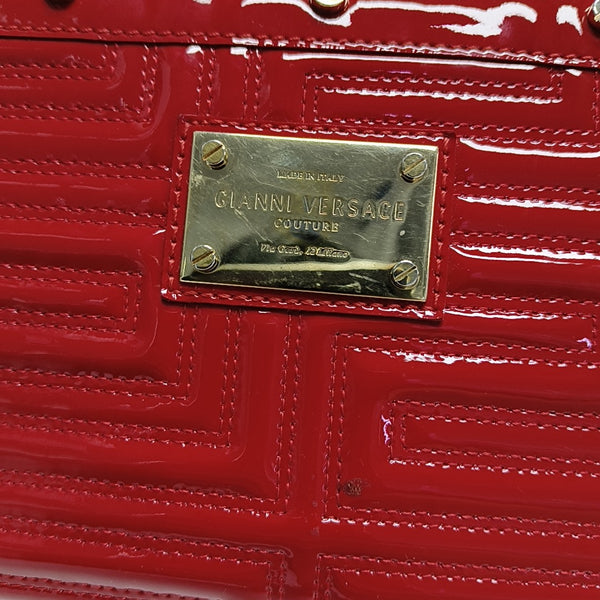 Quilted Patent Leather Wallet Red