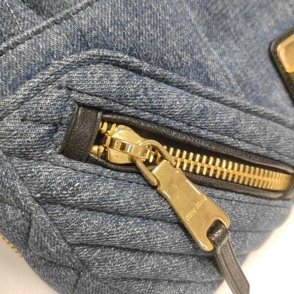 Quilted Denim Shoulder Bag Blue