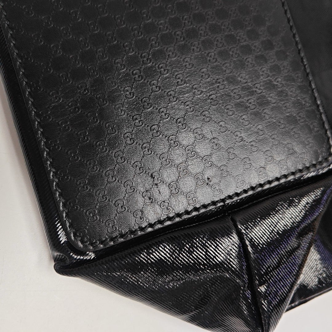 Patent Leather Top Handle Bag Black