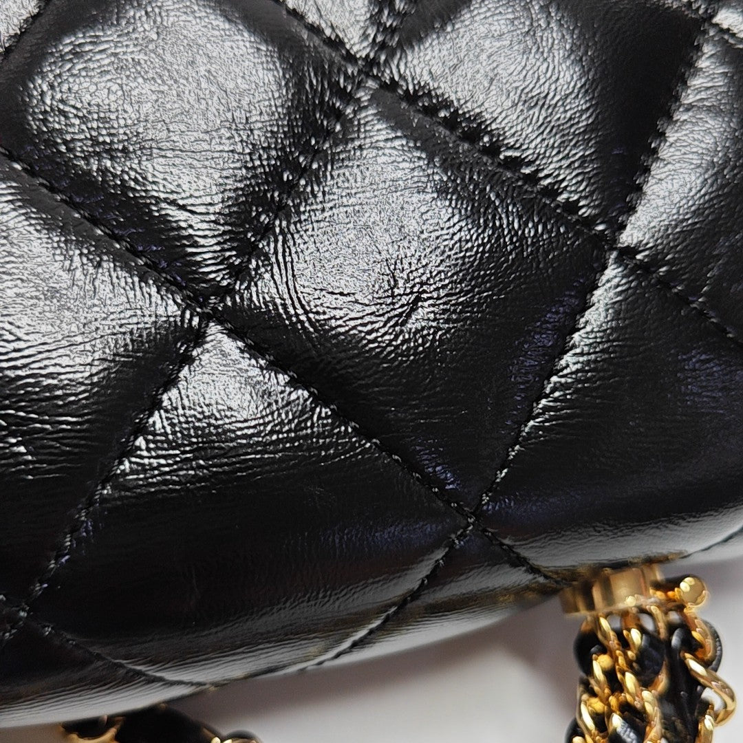 Quilted Lambskin Shoulder Bag Mini Black