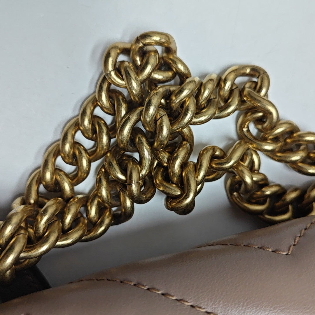 GG Marmont Medium Quilted Calfskin Beige