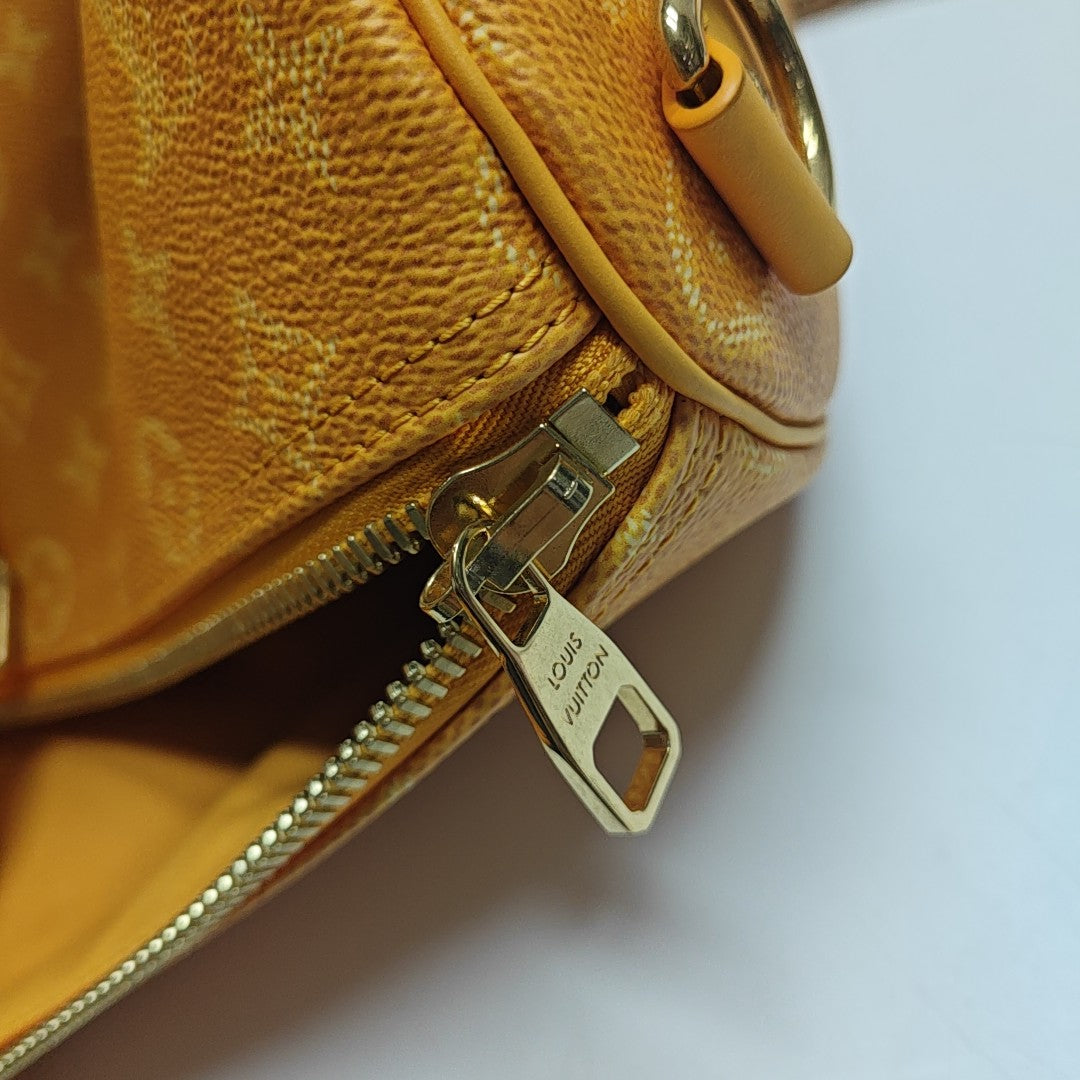 Coated Canvas Top Handle Bag 45 Yellow