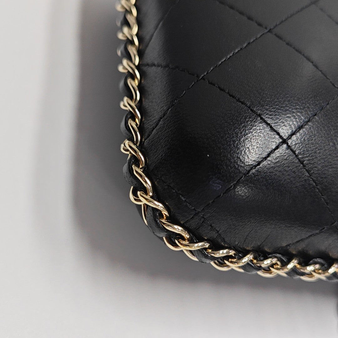 Quilted Lambskin Shoulder Bag Black