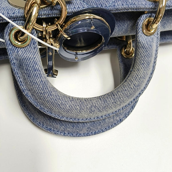Authenticated pre-owned  Lady D-Joy Medium Quilted Denim Blue - Shoulder Bag at Looply