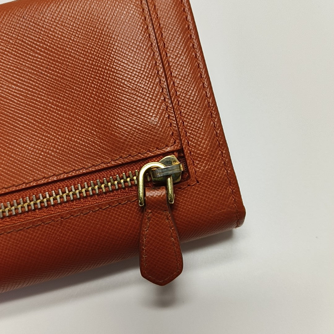 Fold Wallet Saffiano Calfskin Orange Wallet