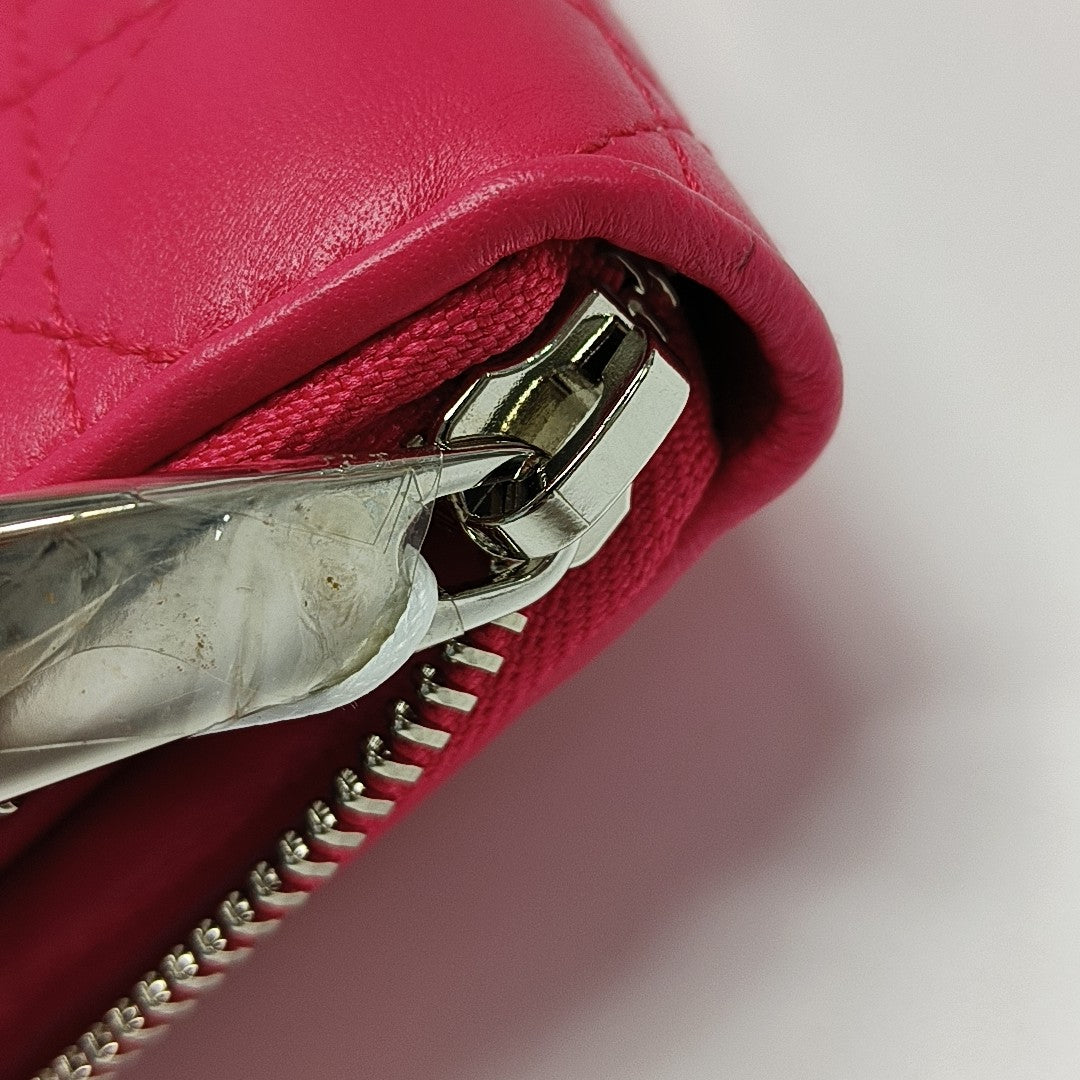 Lady Dior Small Quilted Lambskin Red Wallet