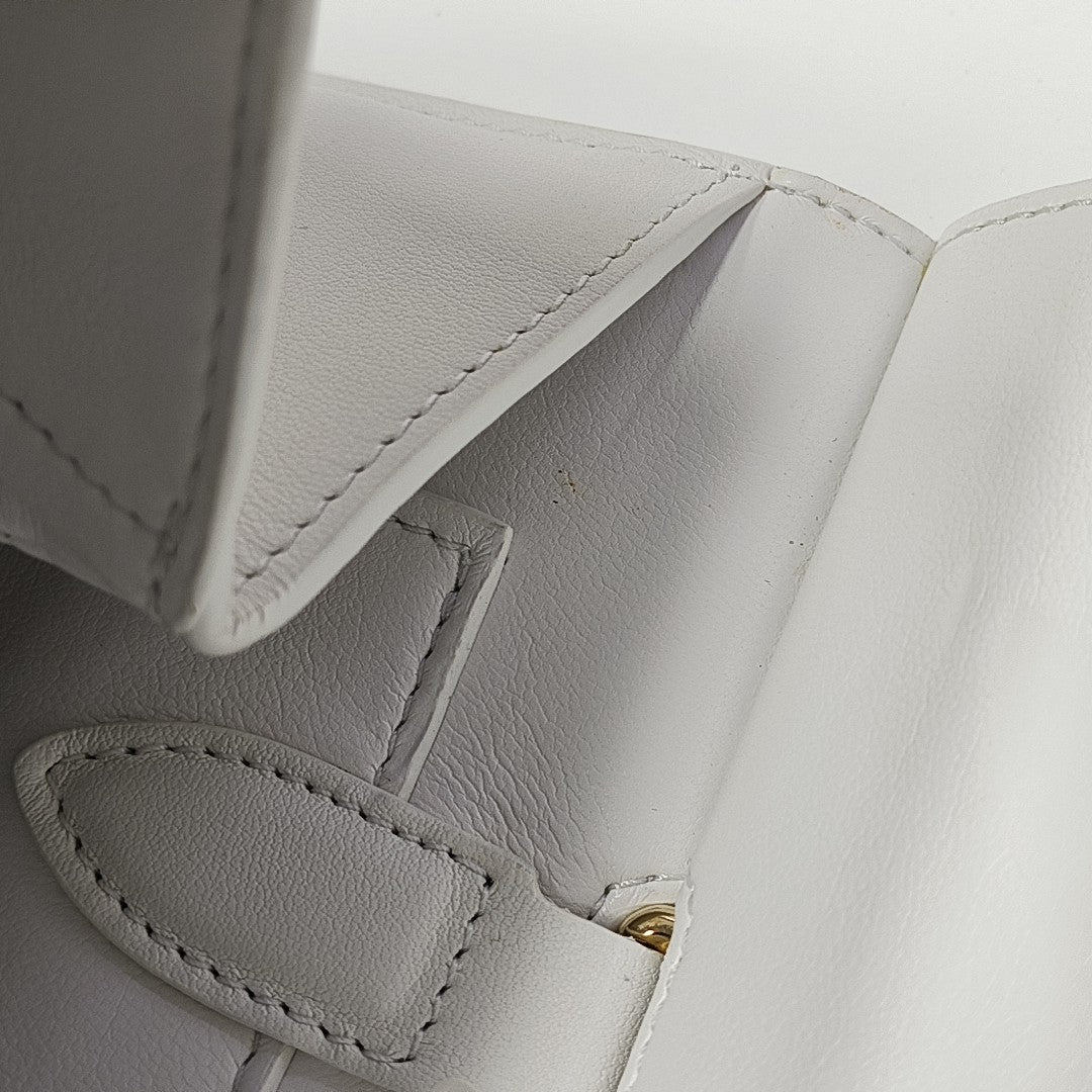 Quilted Calfskin Top Handle Bag White