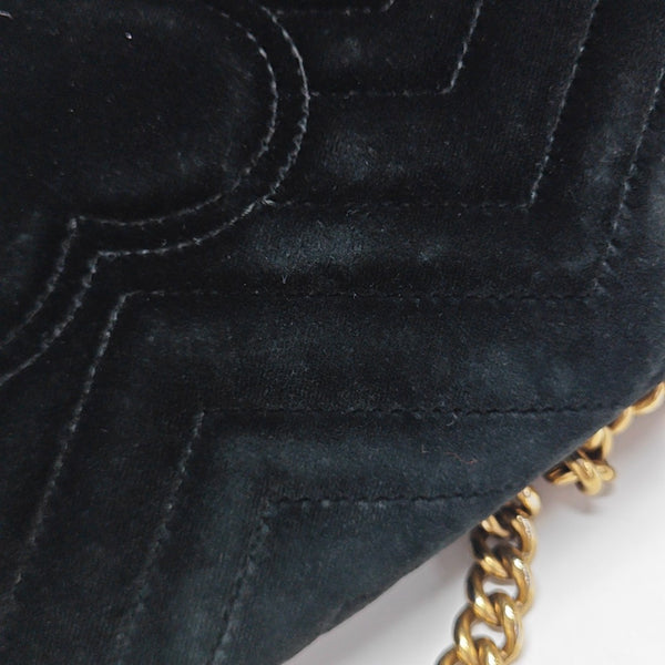 GG Marmont Medium Quilted Velvet Black