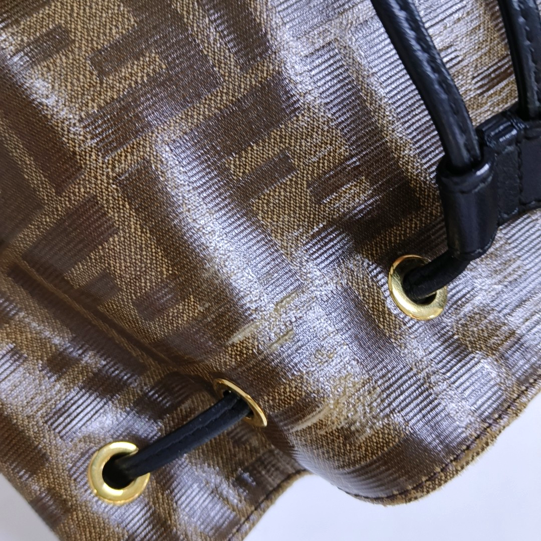 Authenticated pre-owned  Mon Tresor Small Coated Canvas Brown - Bucket Bag at Looply