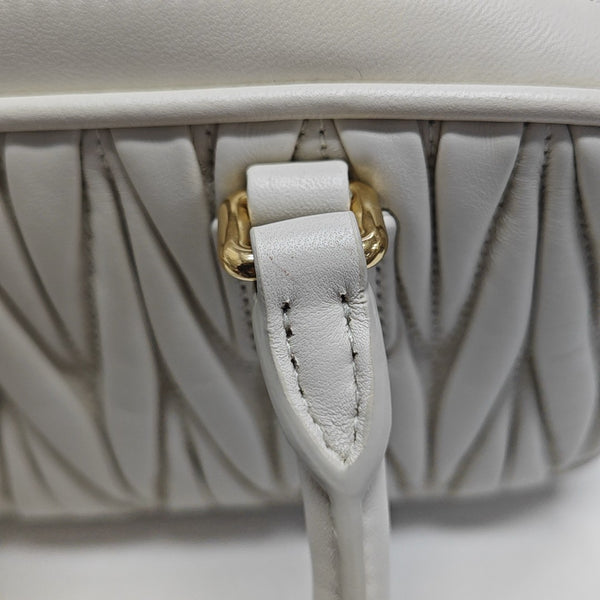Arcadie Matelassé Mini Quilted Lambskin White