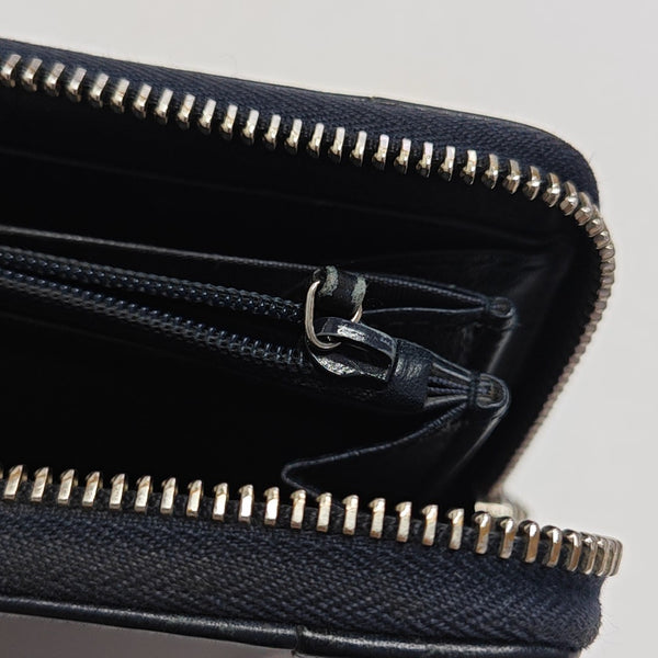Ligne Shima Monogram Calfskin Blue Wallet