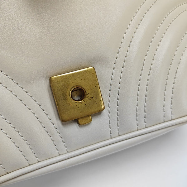 GG Marmont Small Quilted Calfskin White