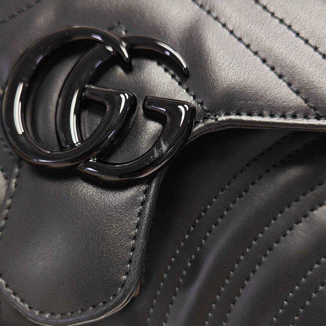 GG Marmont Small Quilted Calfskin Black