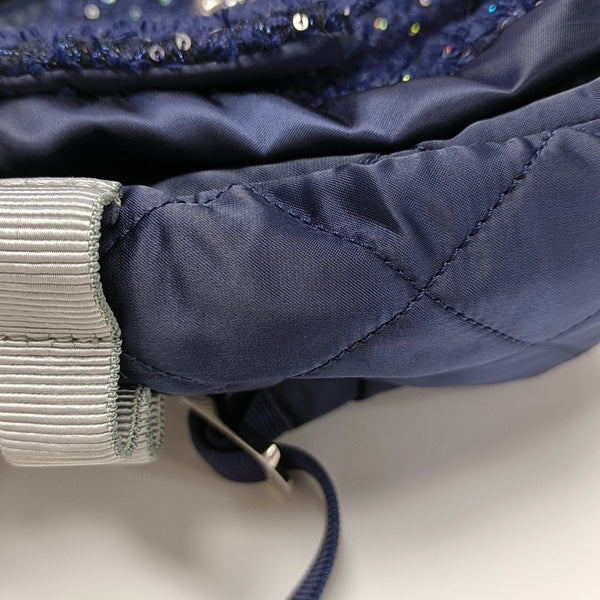 Quilted Nylon Backpack Blue