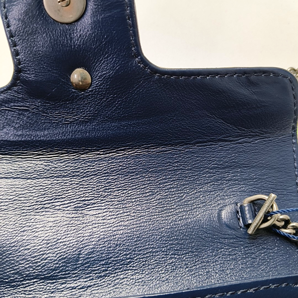 Authenticated pre-owned  GG Marmont Super Mini Quilted Calfskin Blue - Crossbody Bag at Looply