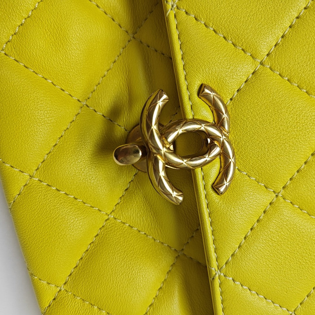 Quilted Calfskin Shoulder Bag Yellow