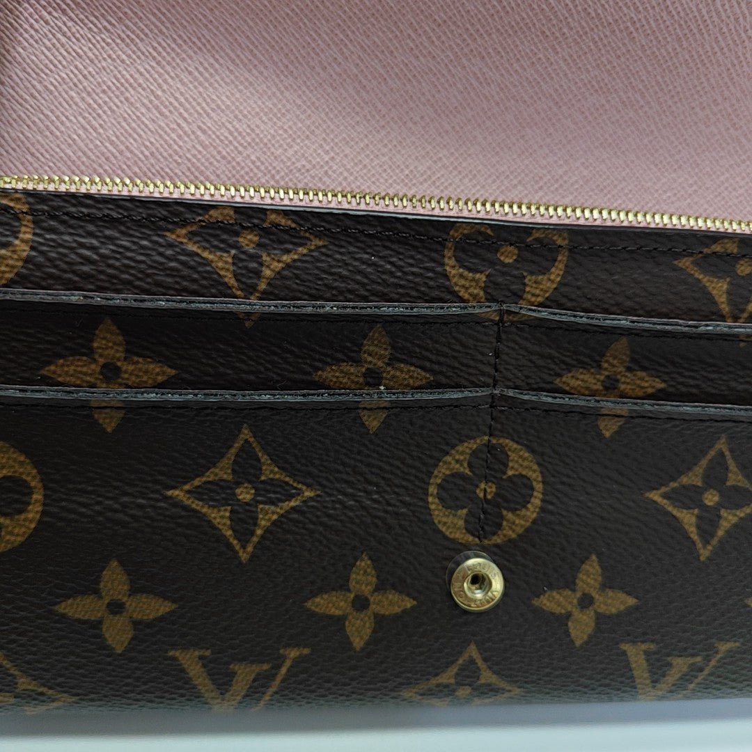 SARAH Monogram Coated Canvas Brown Wallet