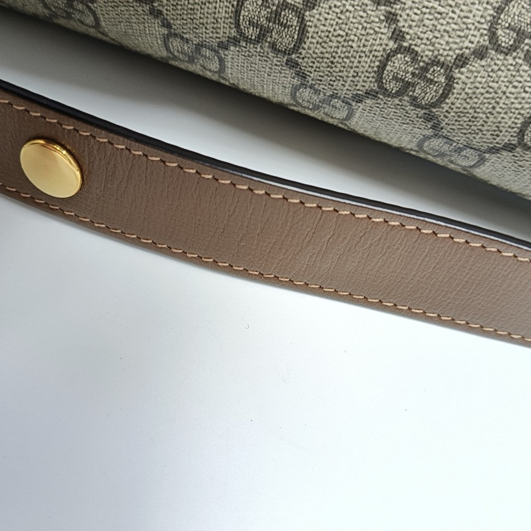 Horsebit 1955 Medium Monogram Coated Canvas Beige