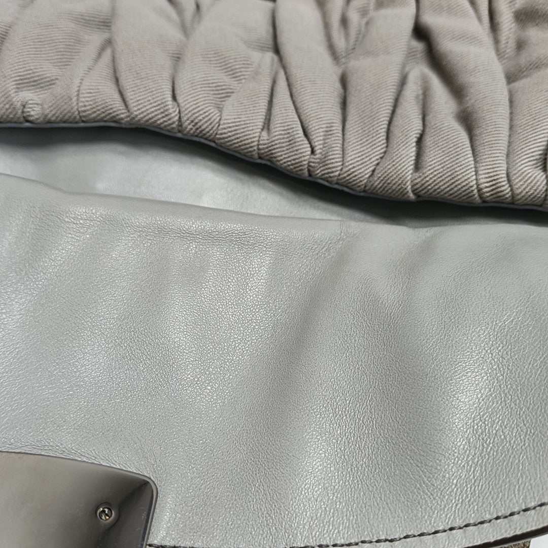 Quilted Fabric Shoulder Bag Gray