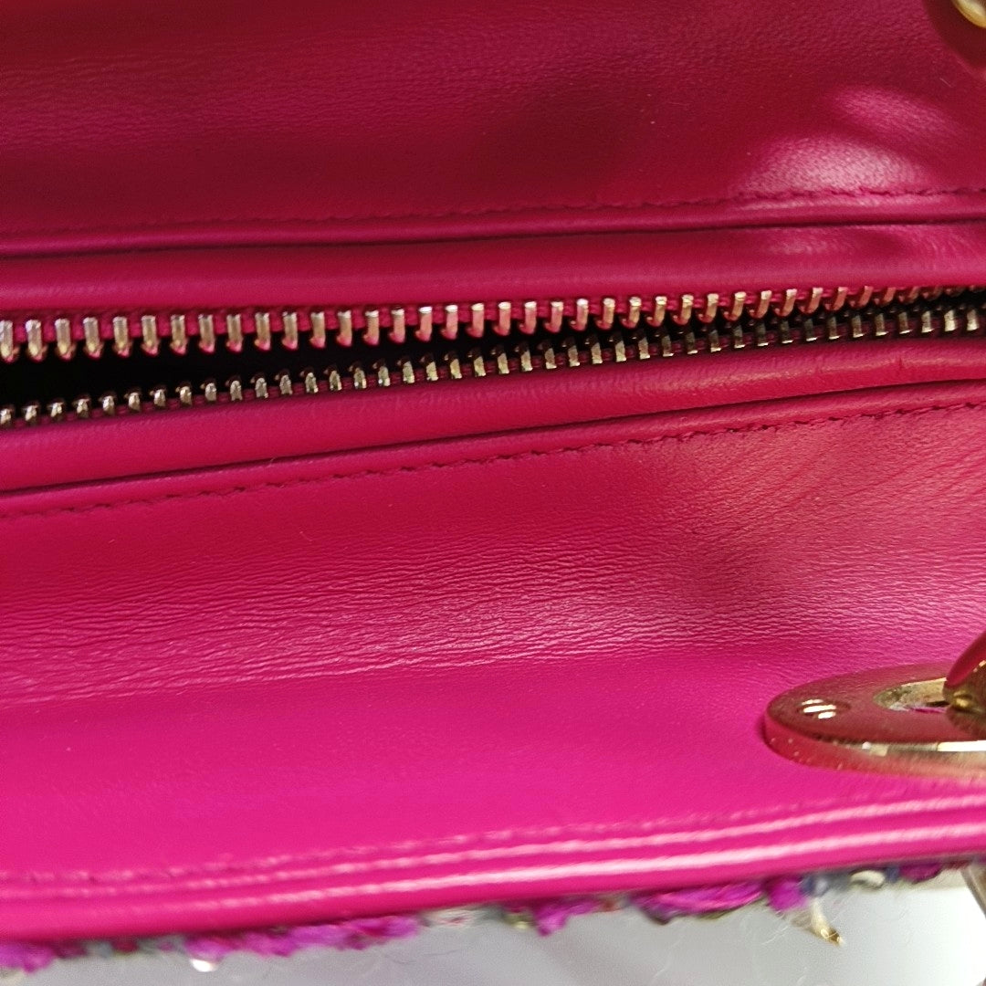 Authenticated pre-owned  Lady Dior Medium Cannage Fabric Multicolor - Tote Bag at Looply