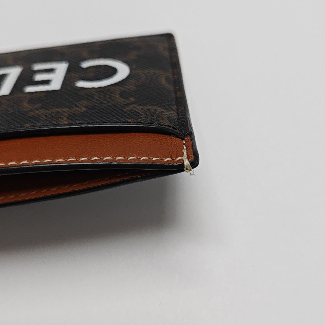 Coated Canvas Card Holder Brown