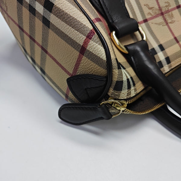 Coated Canvas Top Handle Bag Beige