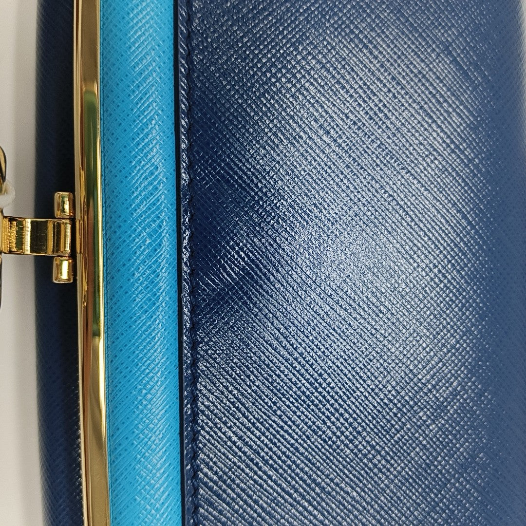 Gancio Calfskin Blue Wallet