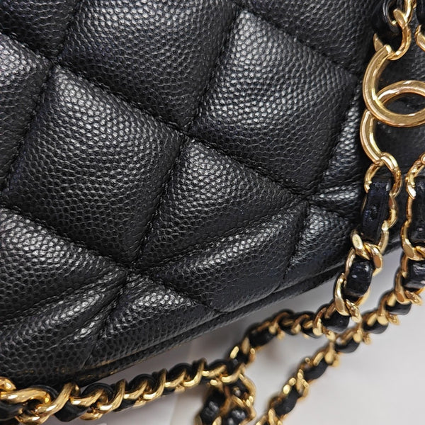 CLASSIC FLAP Mini Quilted Grained Calfskin Black