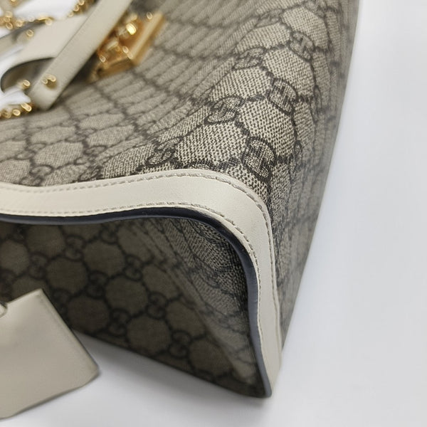 Padlock Medium Monogram Coated Canvas Beige