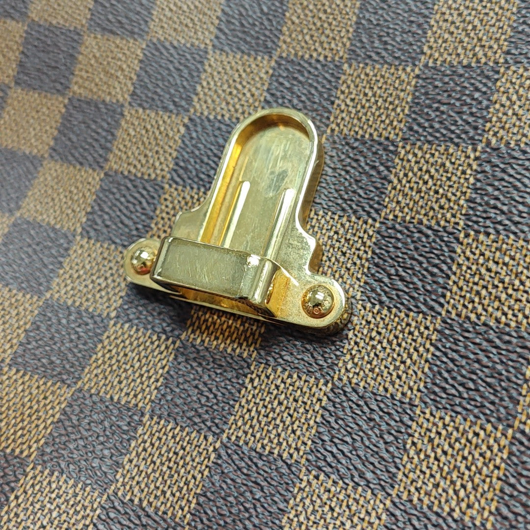 CLAPTON Damier Ebene Coated Canvas Brown