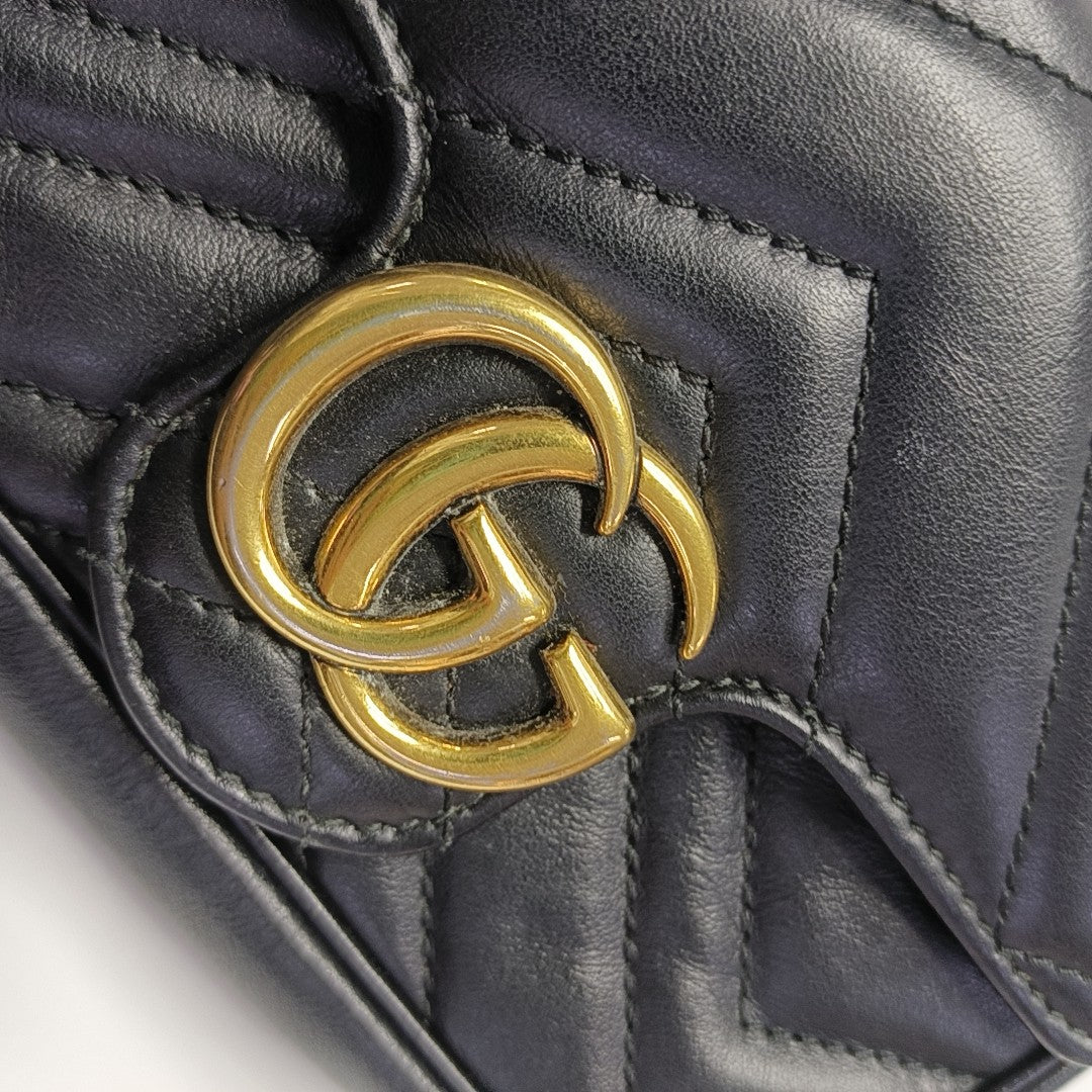 GG Marmont Mini Quilted Calfskin Black