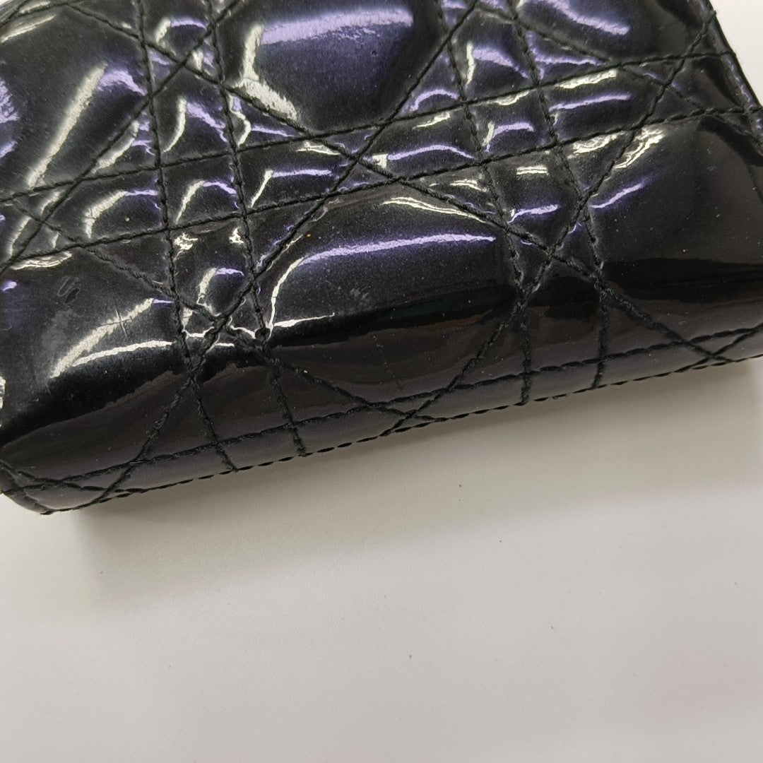 Lady Dior Cannage Patent Leather Black Wallet