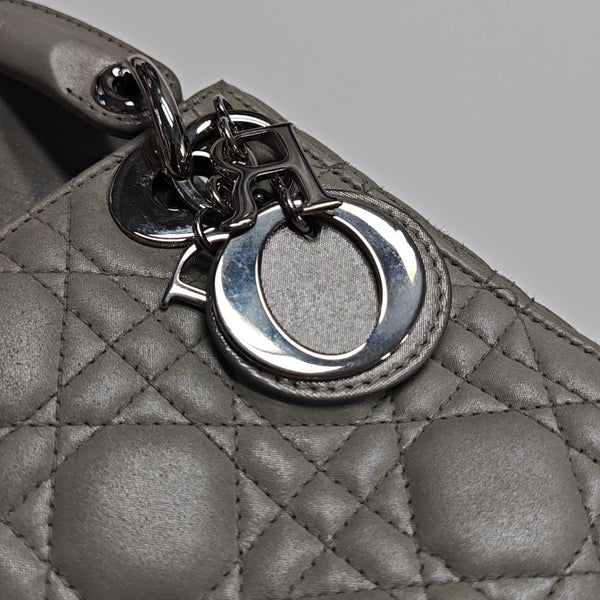 Lady Dior Mini Cannage Lambskin Gray