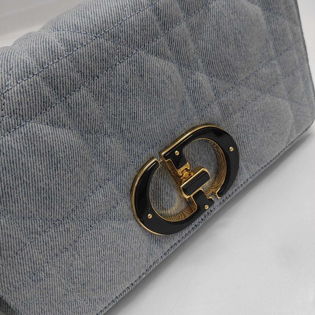 Dior Caro Medium Quilted Denim Blue