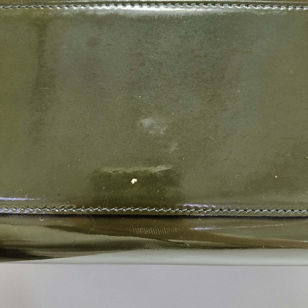 Patent Leather Top Handle Bag Green